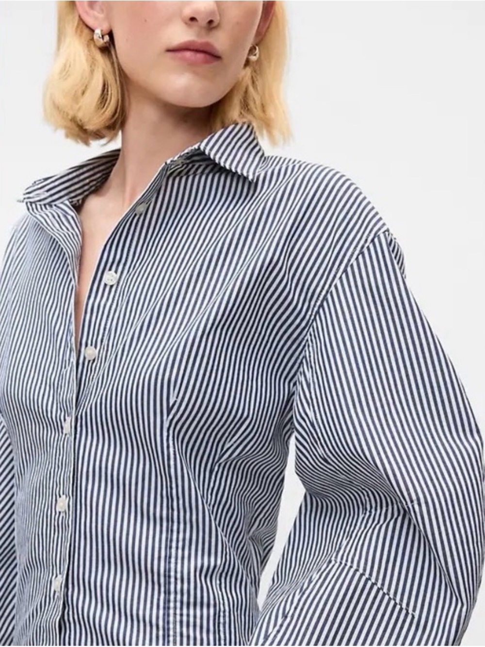 Gap Organic Cotton Poplin Barrel-Sleeve Crop Shirt